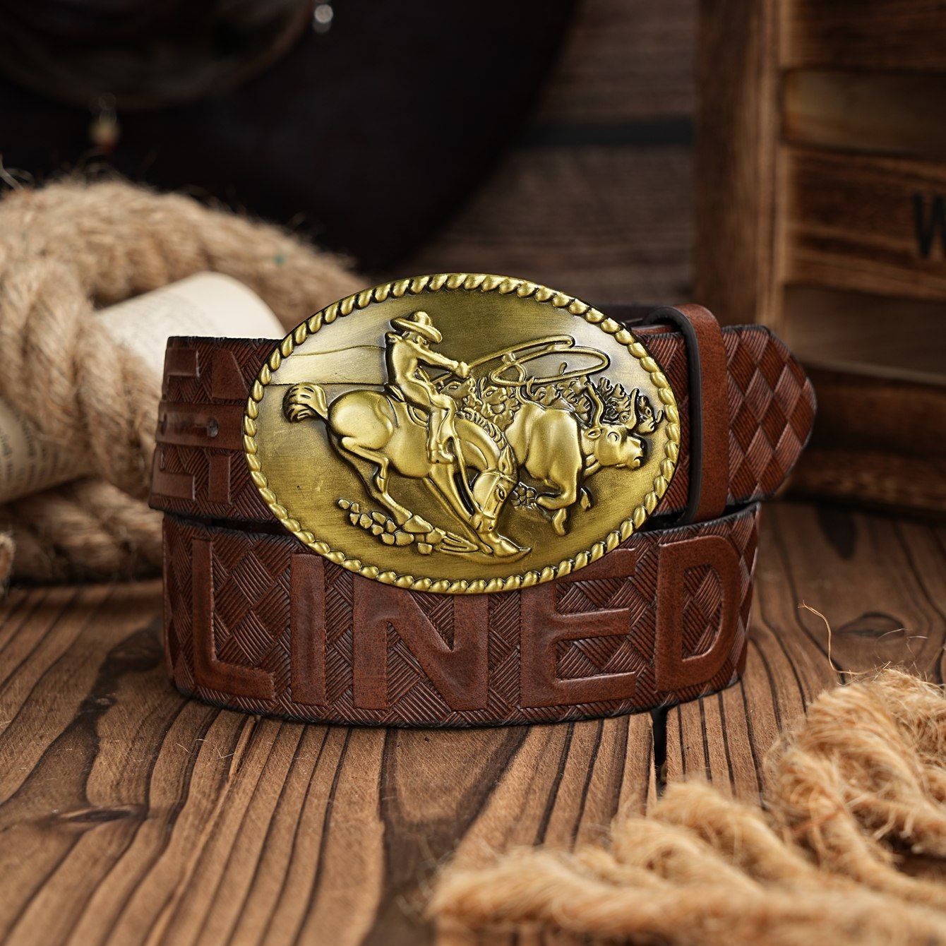 Leather Work Western - Sabuk Retro Kasual Pria dan Wanita