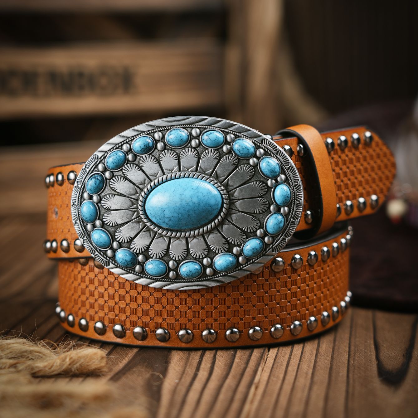 Leather Work Western - Sabuk Retro Kasual Pria dan Wanita