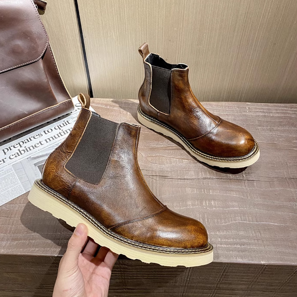 Leather Work Western - Sepatu Boots Chelsea Kulit Asli Pria