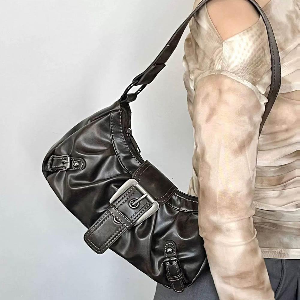 Leather Work Handbags - Tas Selempang Lipit Retro Y2K untuk