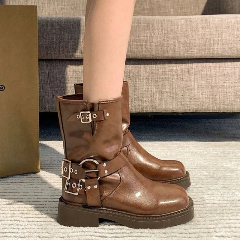 Leather Work Western - Sepatu Bot Pergelangan Kaki Wanita Sepatu