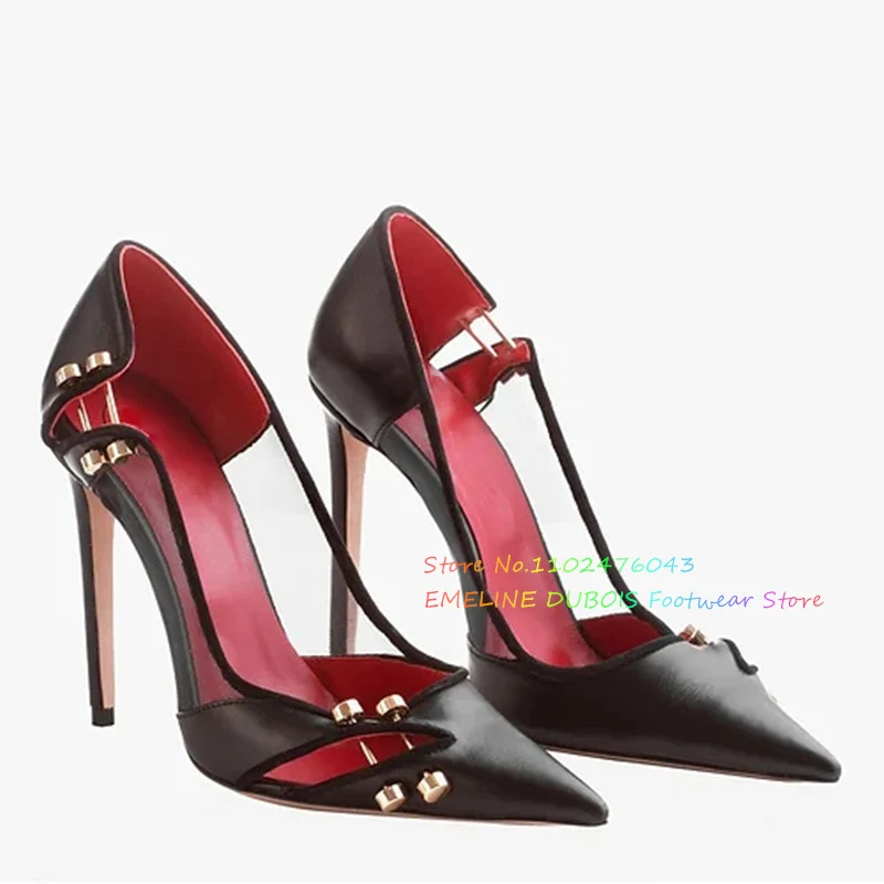 Leatherwork Rivets - Sepatu hak tinggi wanita ujung runcing