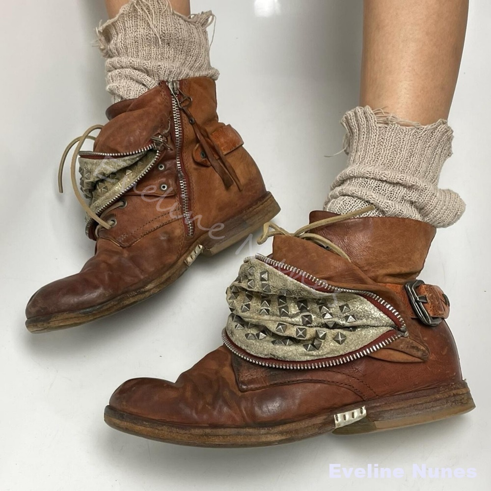 Sepatu Bot Pria Kulit Asli Mod - Leatherwork Rivets ulasan dan harga