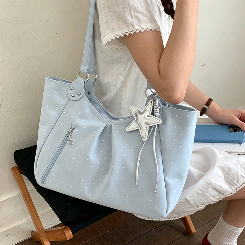 Tas Tote Polka Dot Kulit PU Ka - Leather Work Duffle ulasan dan harga