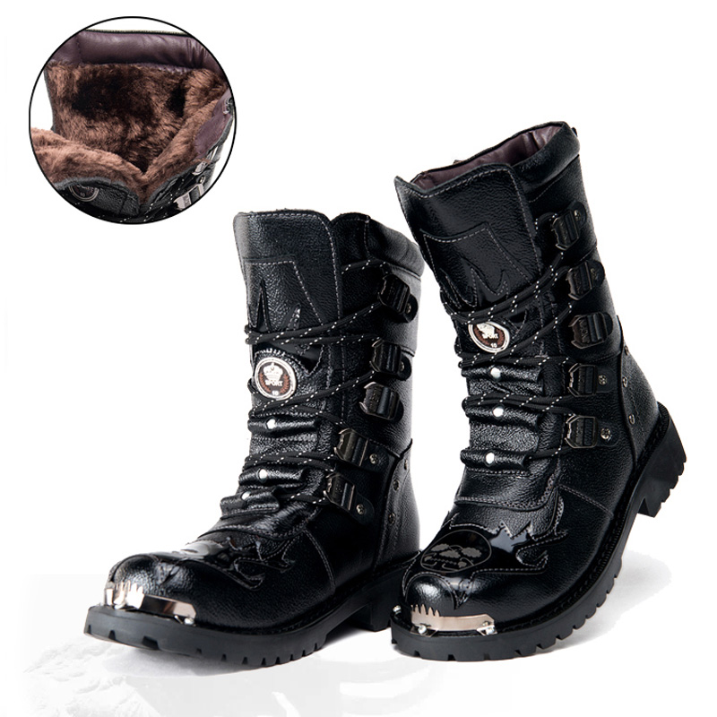 Sepatu Bot Tempur Pria Sepatu  - Leatherwork Rivets ulasan dan harga