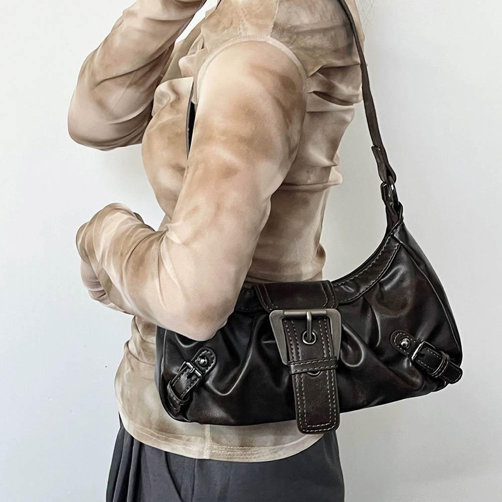 Tas Selempang Lipit Retro Y2K  - Leather Work Handbags ulasan dan harga