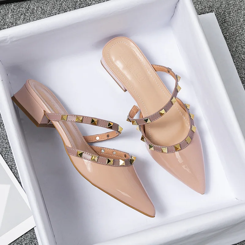 Sandal Setengah Runcing Musim  - Leatherwork Rivets ulasan dan harga